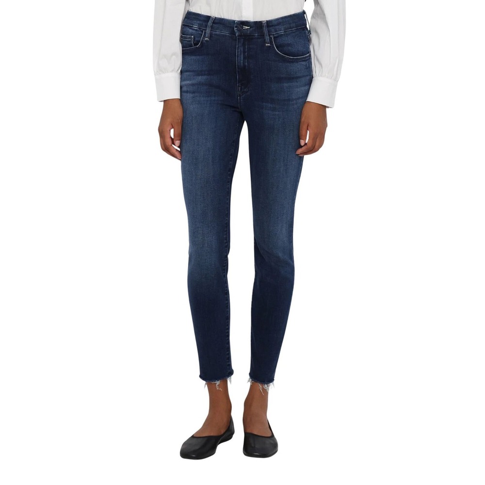 Mother The Looker Ankle Fray Jeans Groovin Wash Skinny Raw Hem Size 31